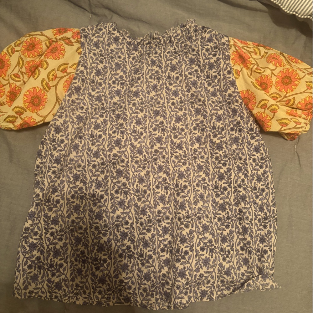 THML Floral Patterned Blouse with Colorful Sleeves